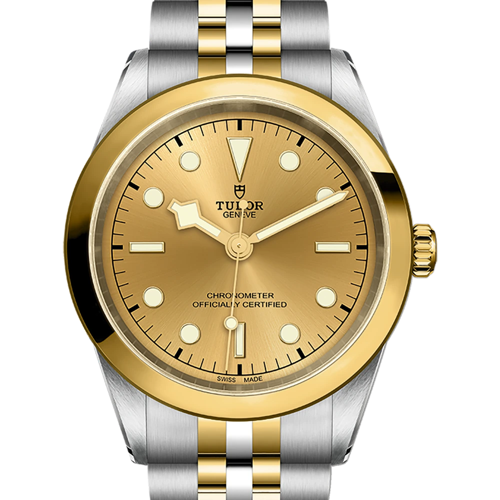 Tudor Black Bay One 41 S&G, 41mm steel case, yellow gold bezel, champagne-colour dial