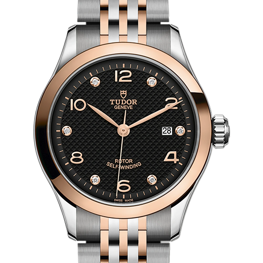 Tudor TUDOR 1926, 28mm steel case, rose gold bezel, black dial