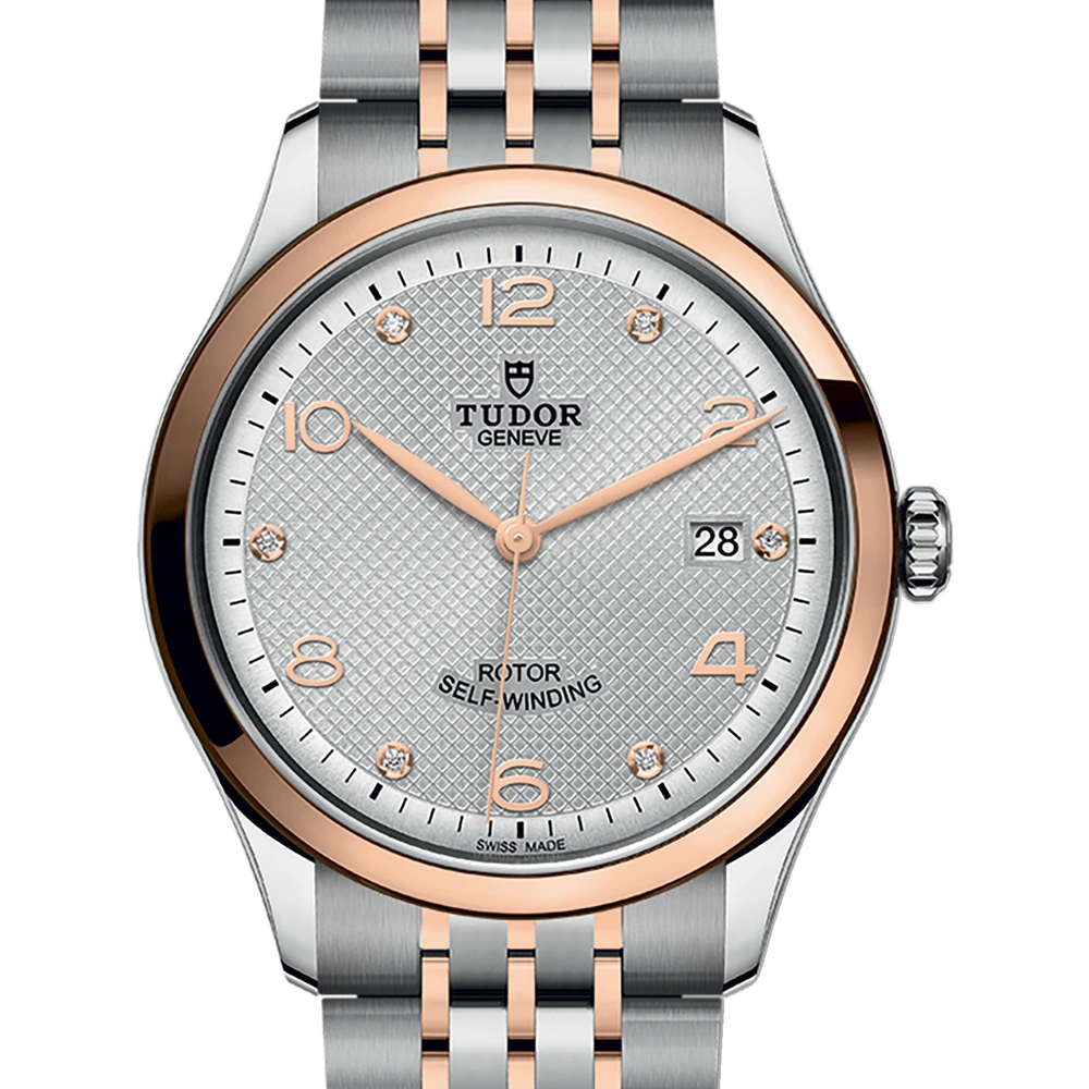 Tudor TUDOR 1926, 39mm steel case, rose gold bezel, silver dial