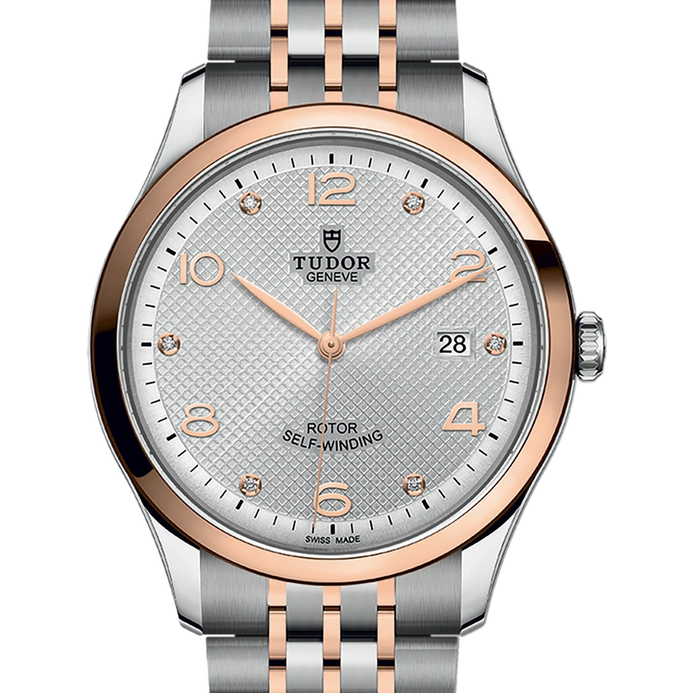 Tudor TUDOR 1926, 41mm steel case, rose gold bezel, silver dial