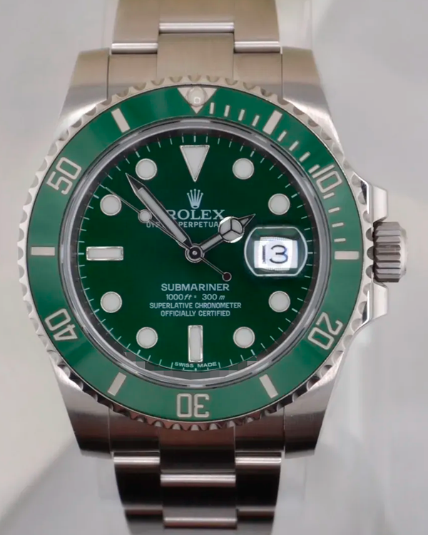 2015 Rolex Submariner Date Hulk 40mm Green Dial Oyster Bracelet 116610LV