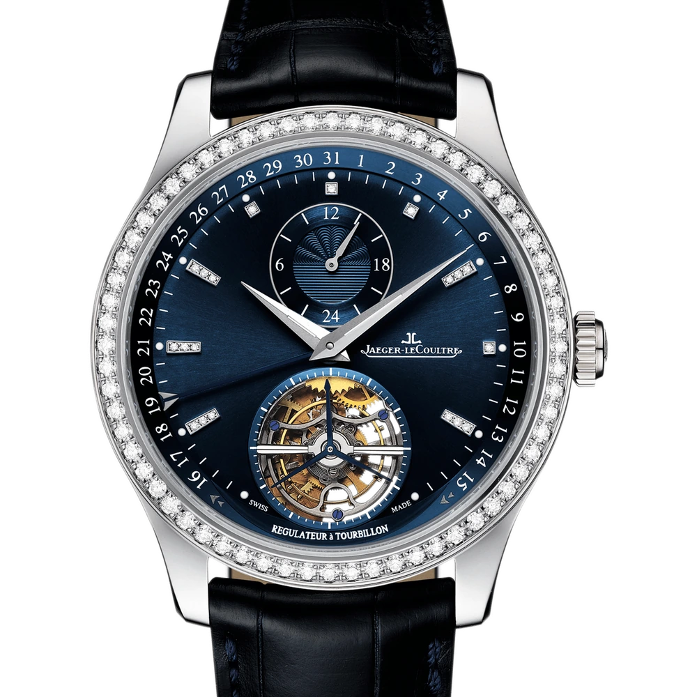 Jaeger-LeCoultre Tourbillon Dualtime, White gold- Rhodium plated, Blue