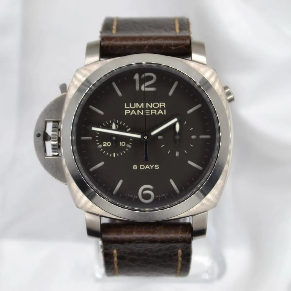 Panerai Luminor 1950 Chrono Monopulsante Left-Handed 8 Days Titanio 44mm PAM00345 Full Set
