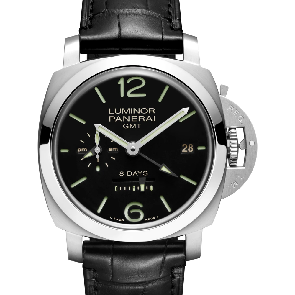 Panerai 1950 8 Days GMT Acciaio, 44 mm, AISI 316L brushed steel