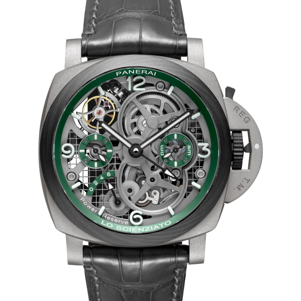 Panerai Tourbillon GMT, 47 mm, Sandblasted titanium