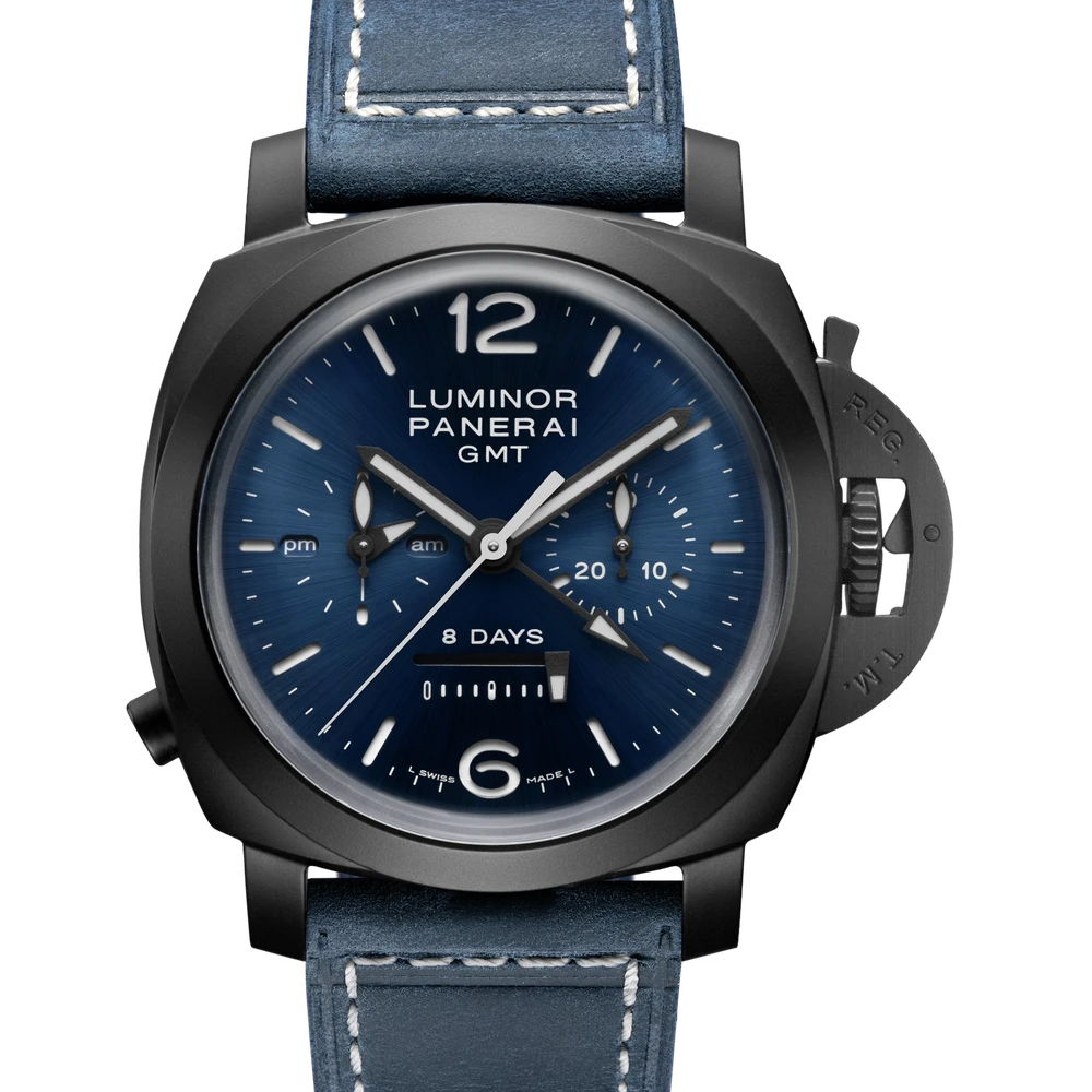 Panerai Chrono Monopulsante 8 Giorni GMT Blu Notte, 44 mm, Black ceramic