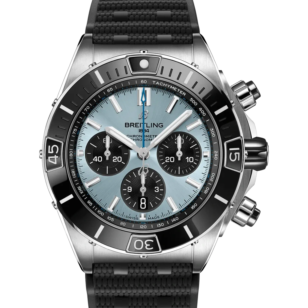 Breitling Super Chronomat B01 44, 44 mm, stainless steel & platinum, ice blue dial