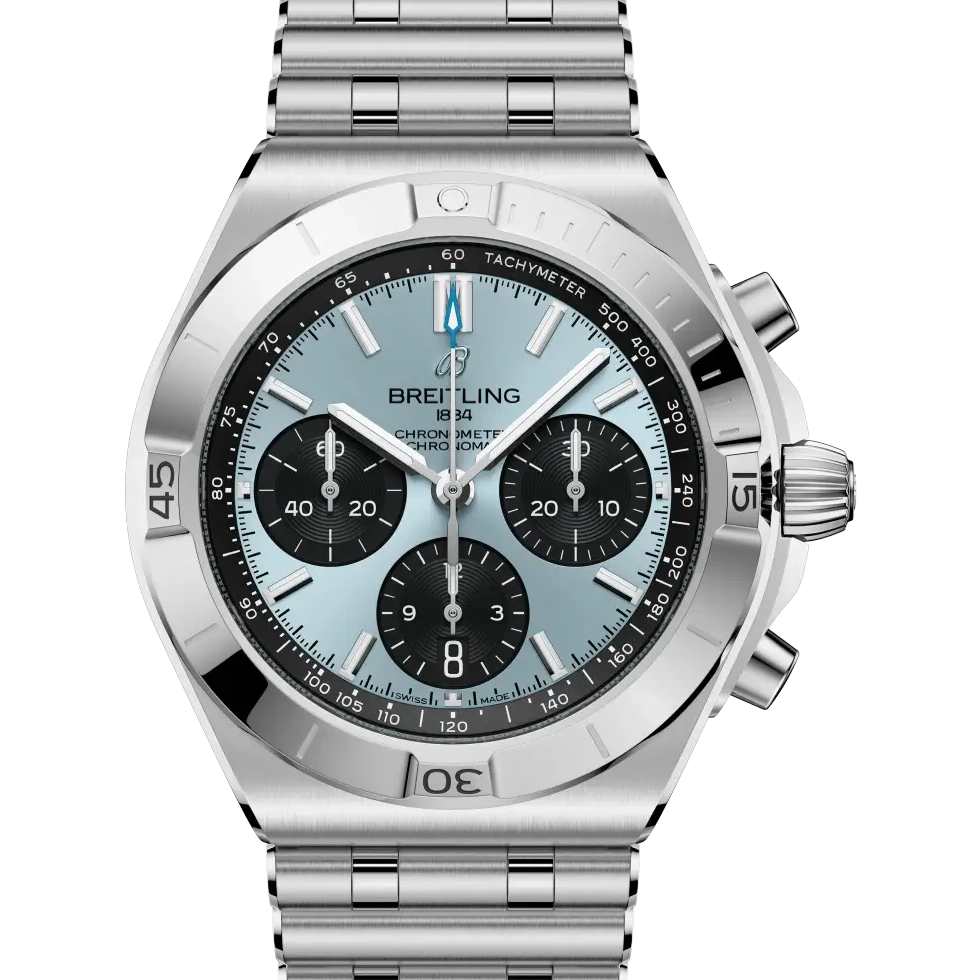 Breitling Chronomat B01 Chronograph 42, 42 mm, stainless steel & platinum, ice blue dial