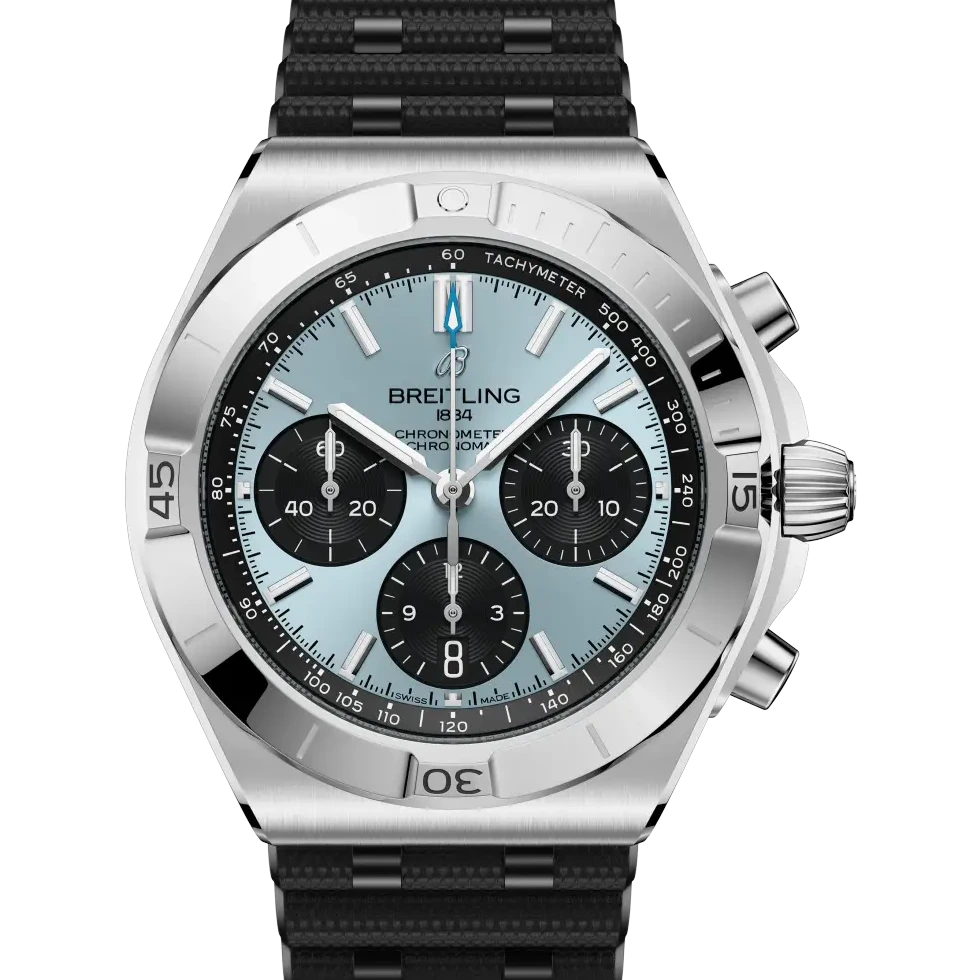 Breitling Chronomat B01 Chronograph 42, 42 mm, stainless steel & platinum, ice blue dial
