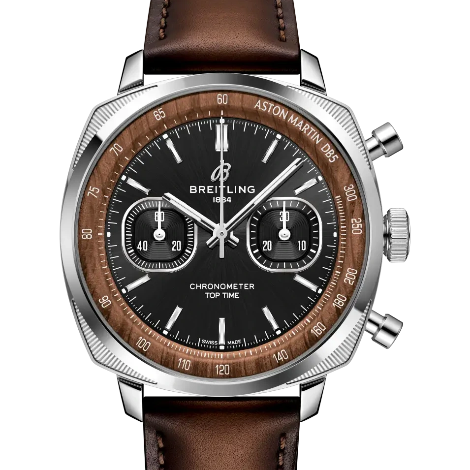 Breitling Top Time B01 Chronograph 41 Tribute to Aston Martin DB5, 41 mm, stainless steel & platinum, black dial