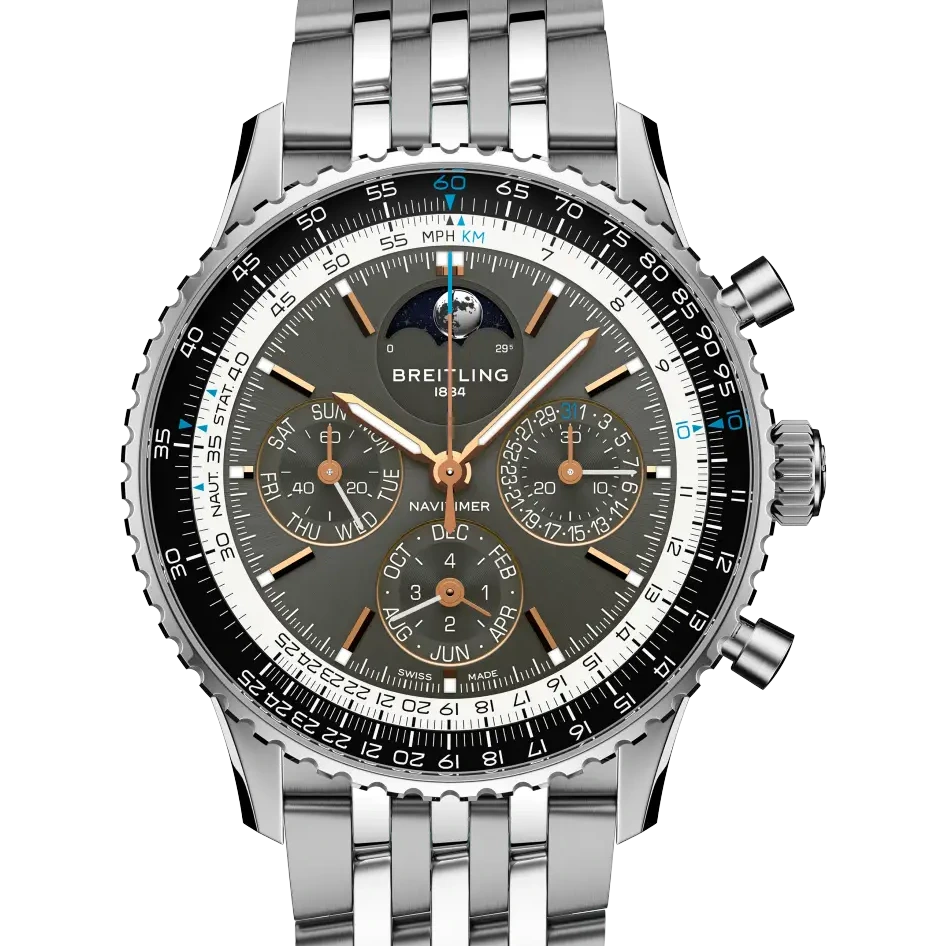 Breitling Navitimer B19 Chronograph 43 Perpetual Calendar, 43 mm, stainless steel & platinum, anthracite dial