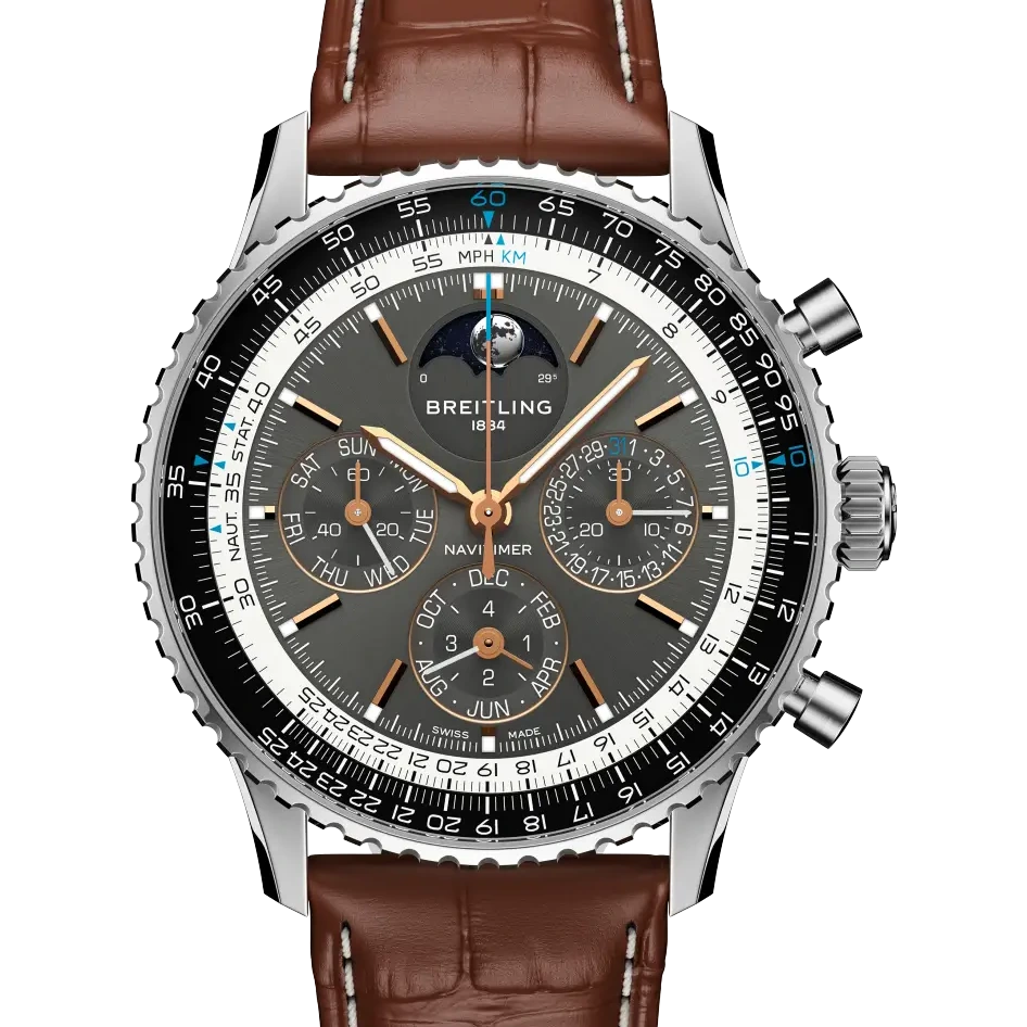 Breitling Navitimer B19 Chronograph 43 Perpetual Calendar, 43 mm, stainless steel & platinum, anthracite dial