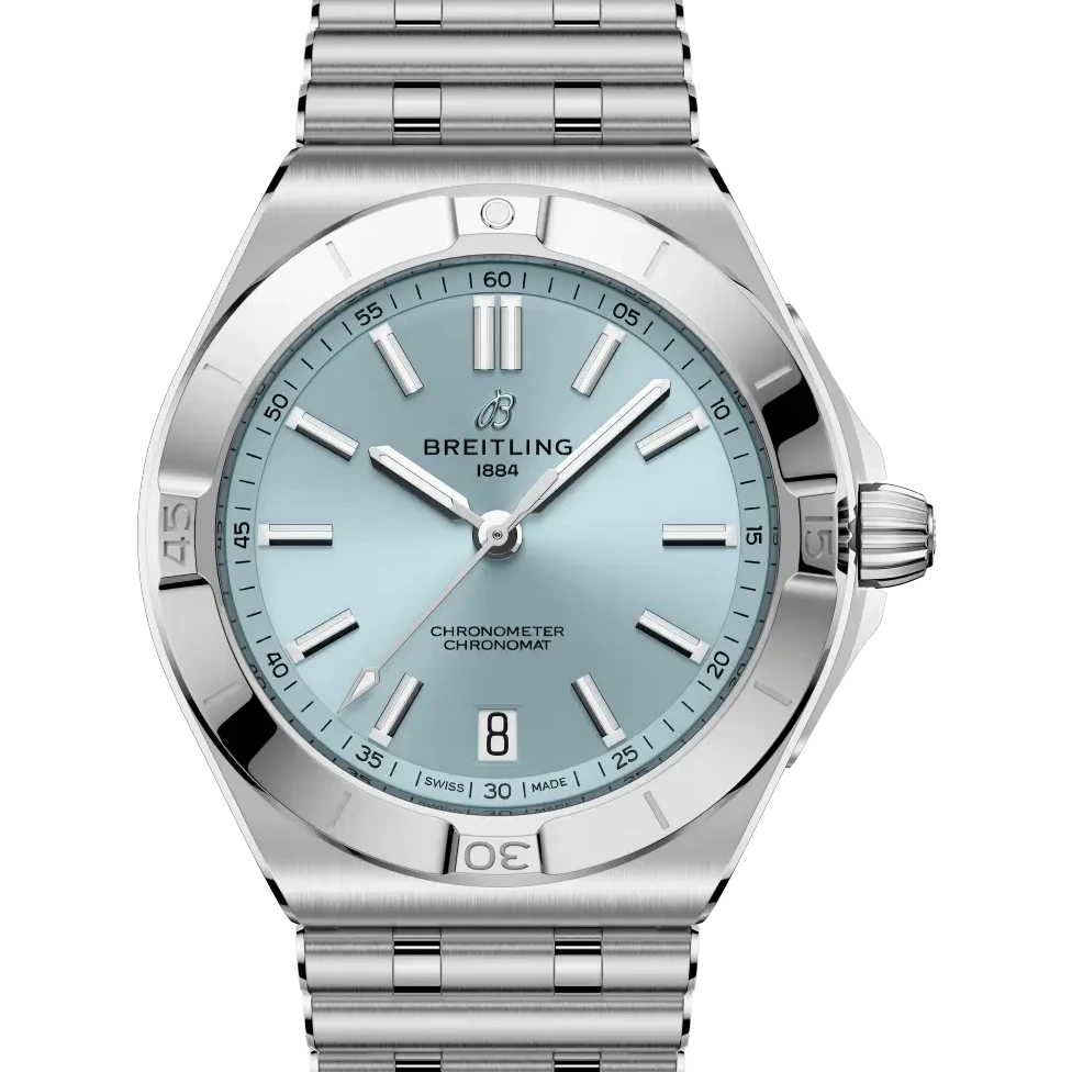 Breitling Chronomat B31 Automatic 40, 40 mm, stainless steel & platinum, ice blue dial