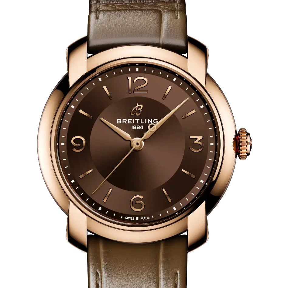 Breitling Lady Premier Automatic 36, 36 mm, 18k red gold, brown dial