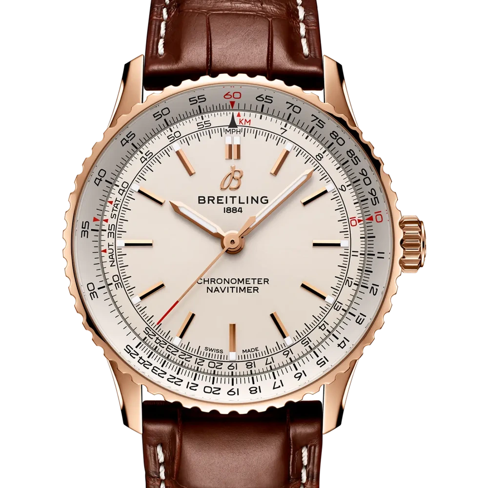 Breitling Navitimer Automatic 41, 41 mm, small scale traceable 18K red gold, cream dial