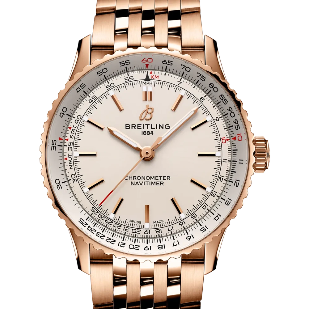 Breitling Navitimer Automatic 41, 41 mm, small scale traceable 18K red gold, cream dial