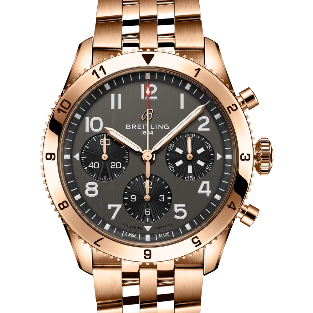 Breitling Classic AVI Chronograph 42 P-51 Mustang, 42 mm, 18k red gold, black dial