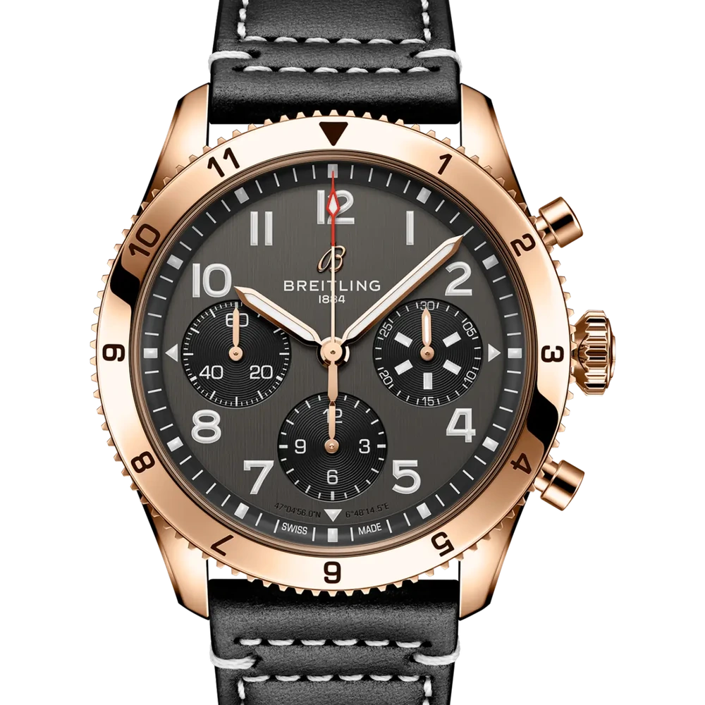Breitling Classic AVI Chronograph 42 P-51 Mustang, 42 mm, 18k red gold, black dial
