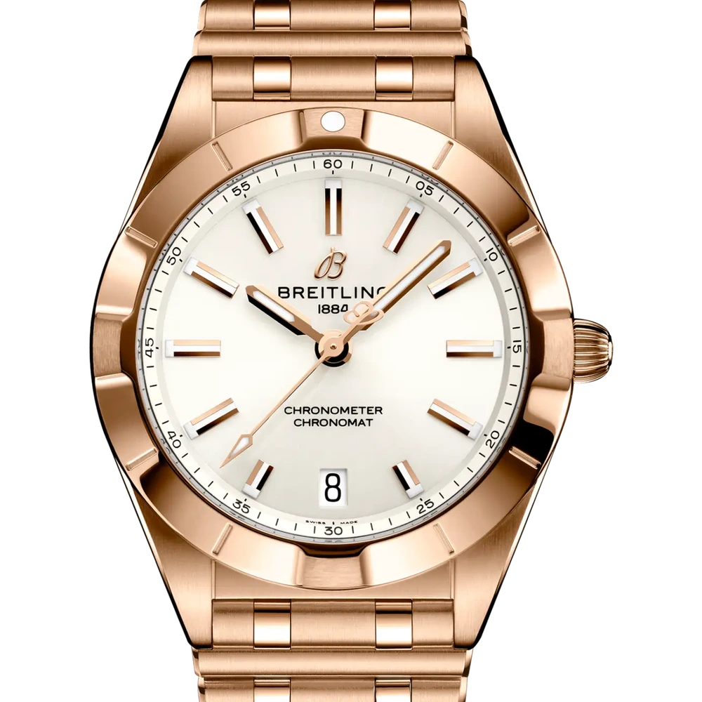 Breitling Chronomat 32, 32 mm, 18k red gold, white dial