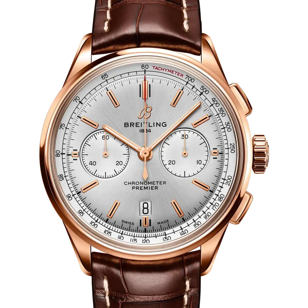 Breitling Premier B01 Chronograph 42, 42 mm, 18k red gold, cream dial