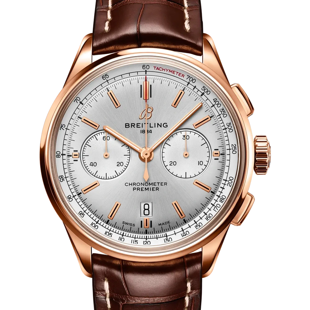 Breitling Premier B01 Chronograph 42, 42 mm, 18k red gold, cream dial