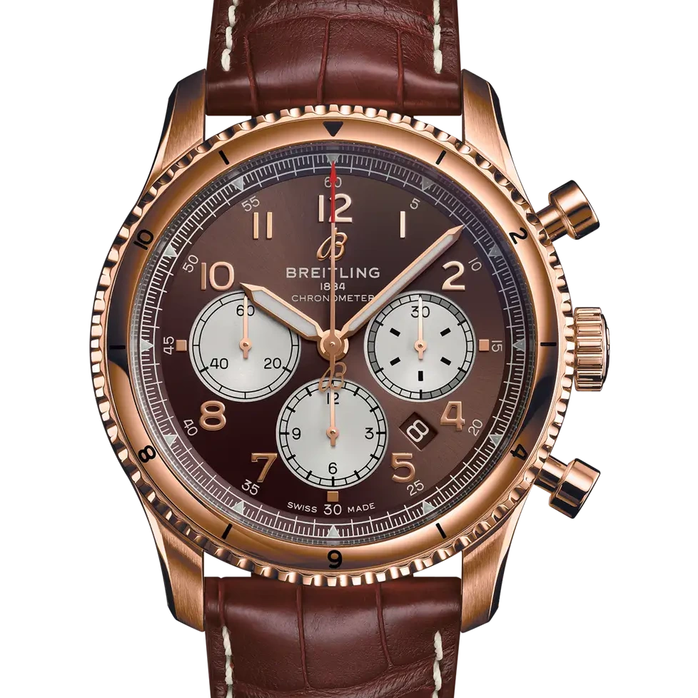 Breitling Aviator 8 B01 Chronograph 43, 43 mm, 18k red gold, bronze dial