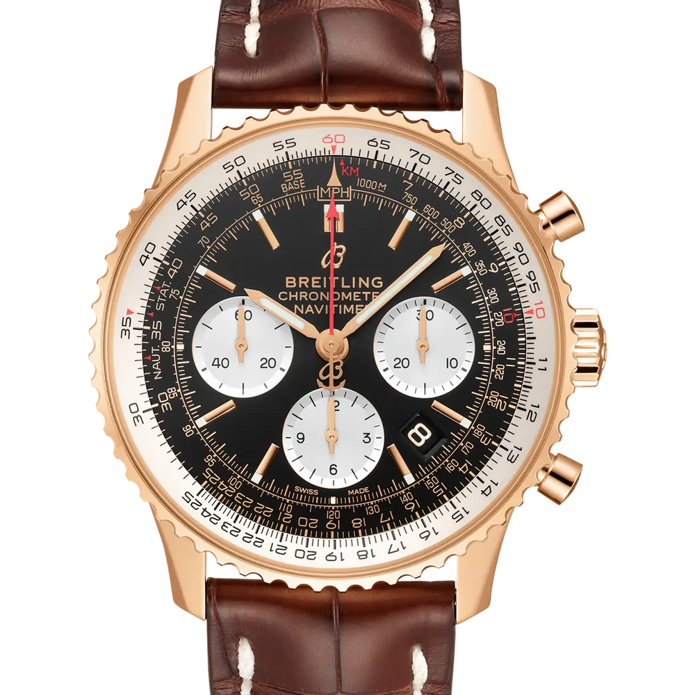 Breitling Navitimer B01 Chronograph 43, 43 mm, 18k red gold, black dial