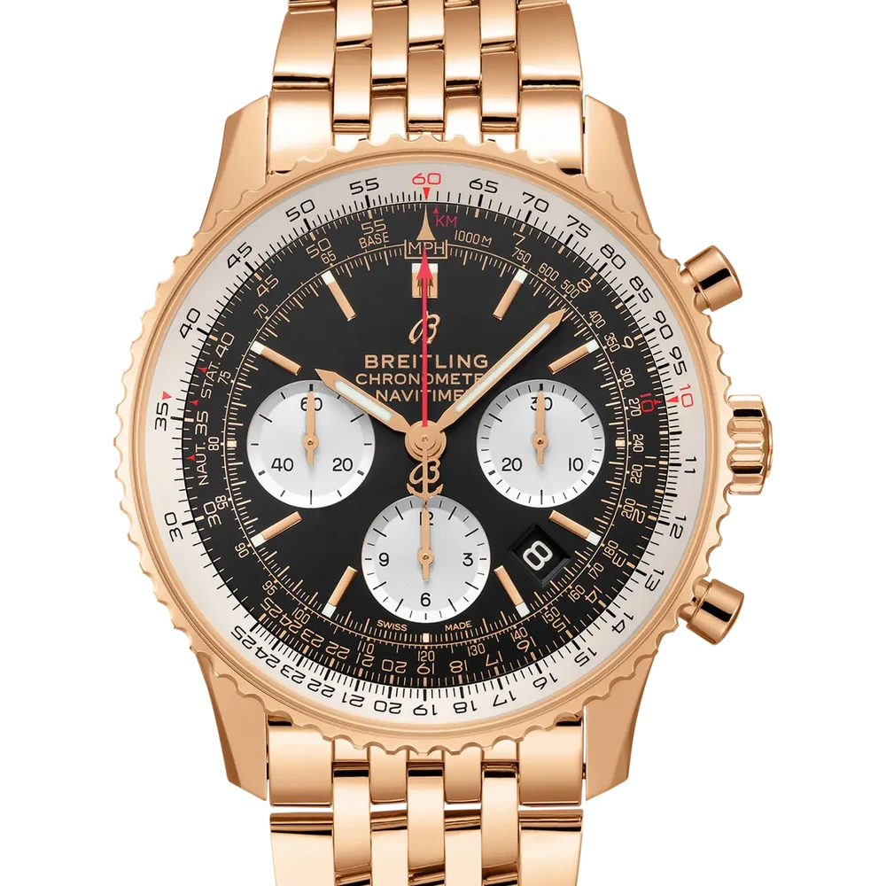 Breitling Navitimer B01 Chronograph 43, 43 mm, 18k red gold, black dial