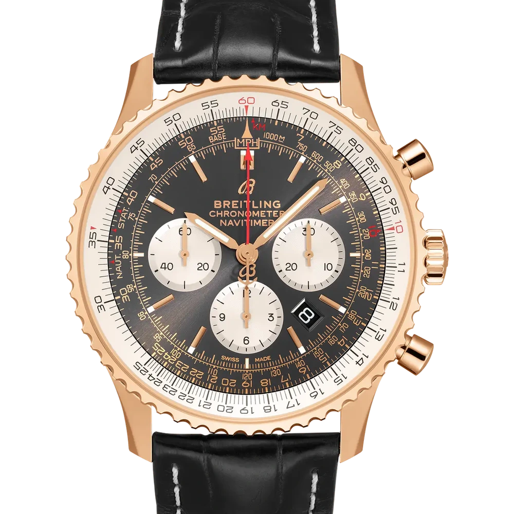 Breitling Navitimer B01 Chronograph 46, 46 mm, 18k red gold, anthracite dial