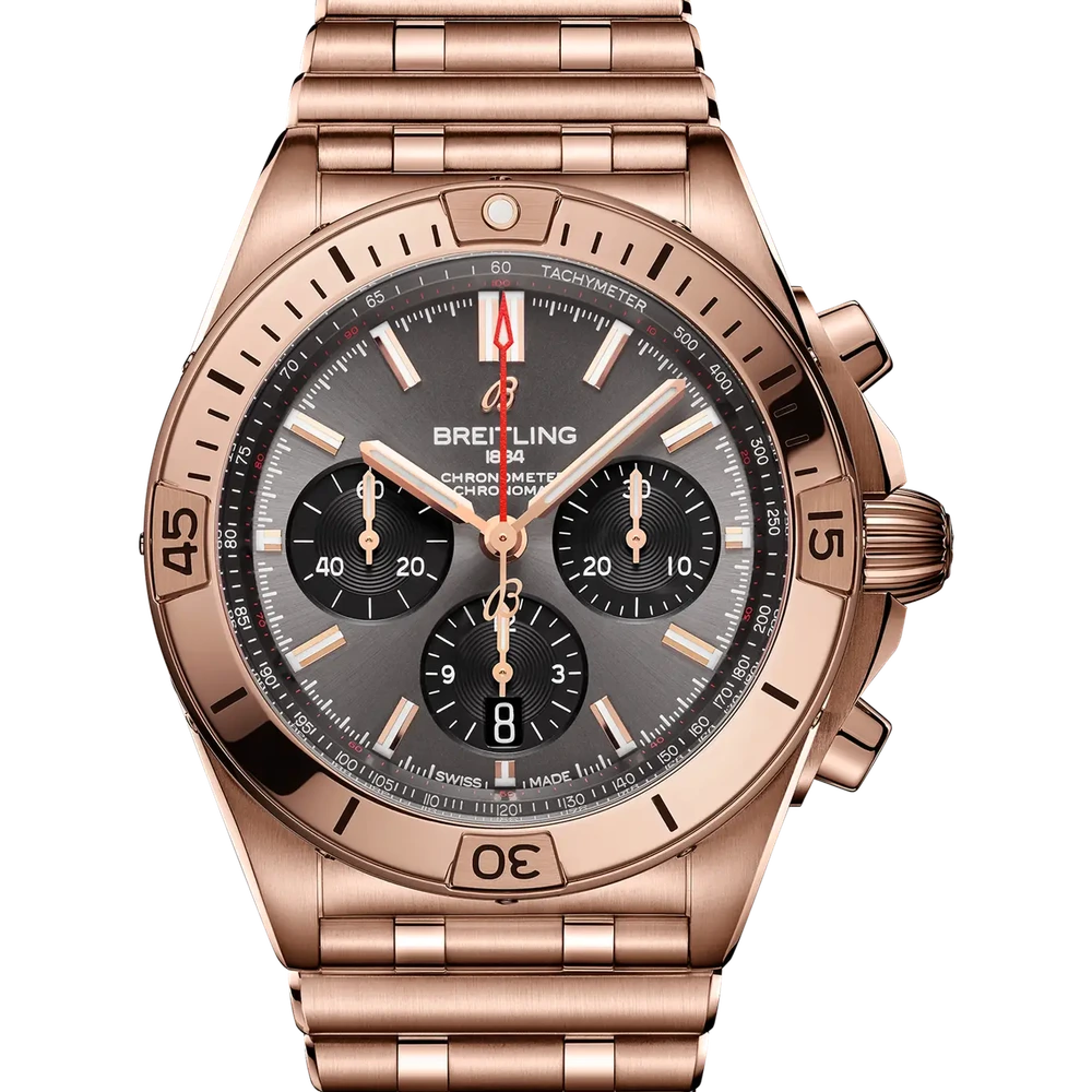 Breitling Chronomat B01 42, 42 mm, 18k red gold, anthracite dial