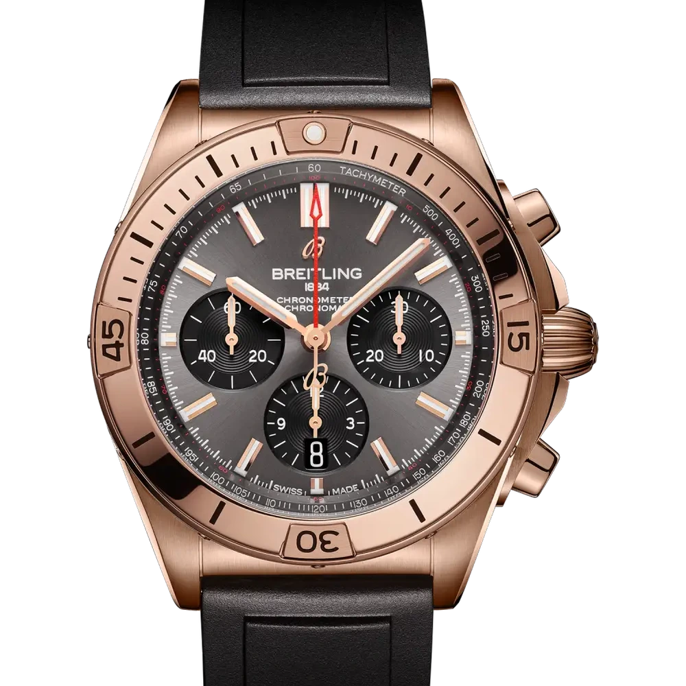 Breitling Chronomat B01 42, 42 mm, 18k red gold, anthracite dial