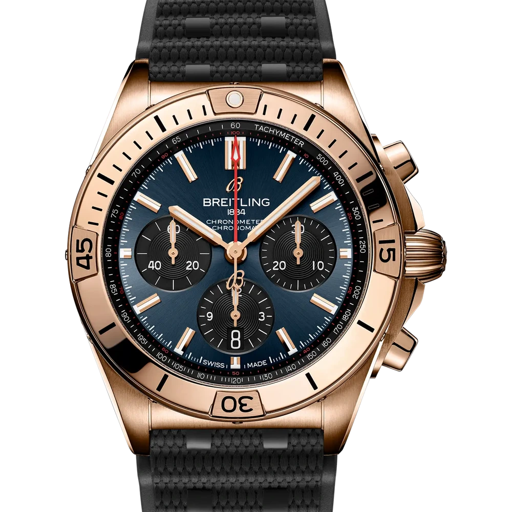 Breitling Chronomat B01 42 Super Bowl LVIII, 42 mm, 18k red gold, blue dial