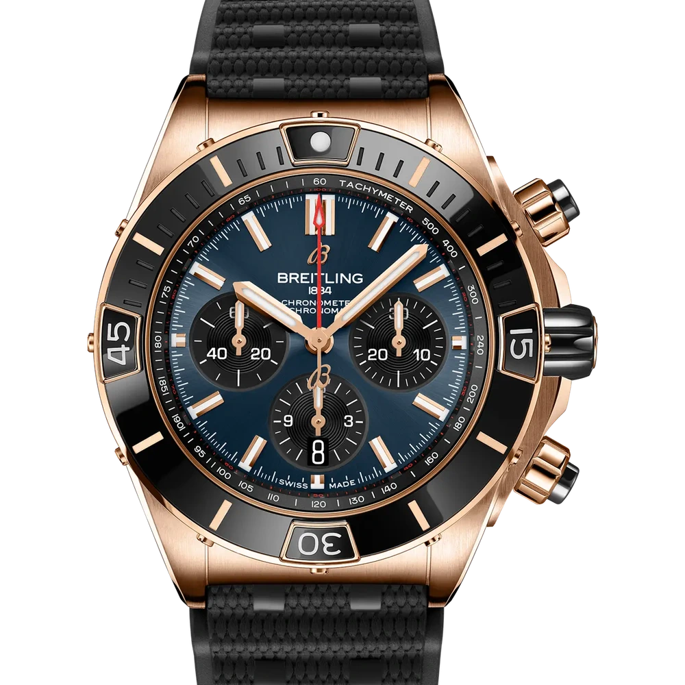 Breitling Super Chronomat B01 44, 44 mm, 18k red gold, blue dial