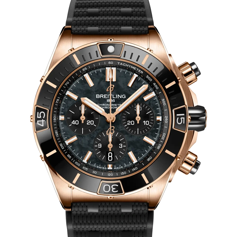 Breitling Super Chronomat B01 44, 44 mm, 18k red gold, black mother-of-pearl dial
