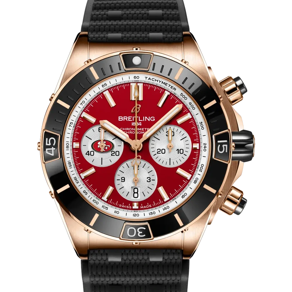 Breitling Super Chronomat B01 Chronograph 44 NFL San Francisco 49ers, 44 mm, 18k red gold, red dial