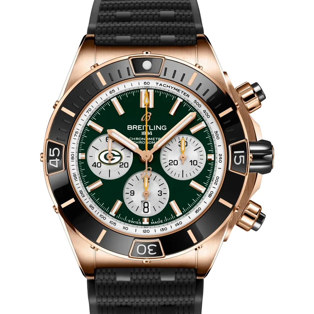 Breitling Super Chronomat B01 Chronograph 44 NFL Green Bay Packers, 44 mm, 18k red gold, green dial