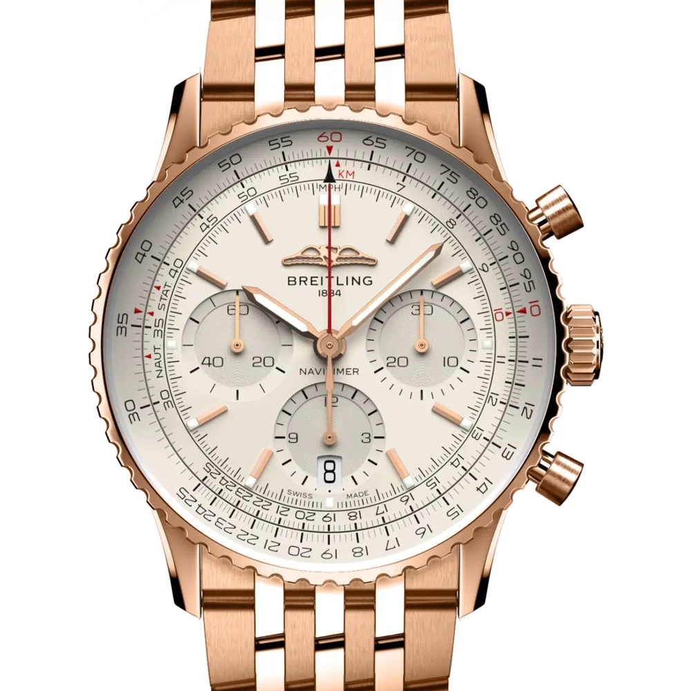 Breitling Navitimer B01 Chronograph 41, 41 mm, 18k red gold, cream dial