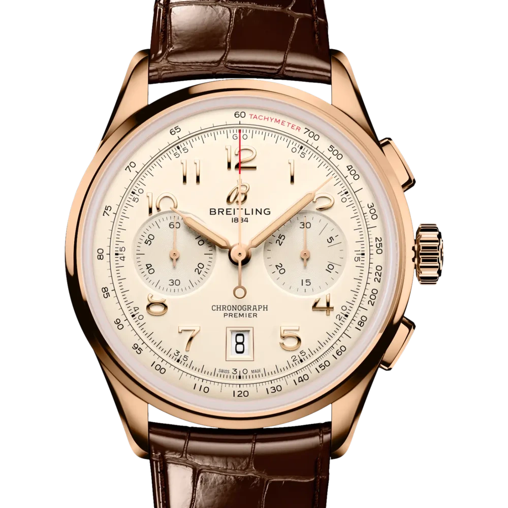 Breitling Premier B01 Chronograph 42, 42 mm, 18k red gold, cream dial
