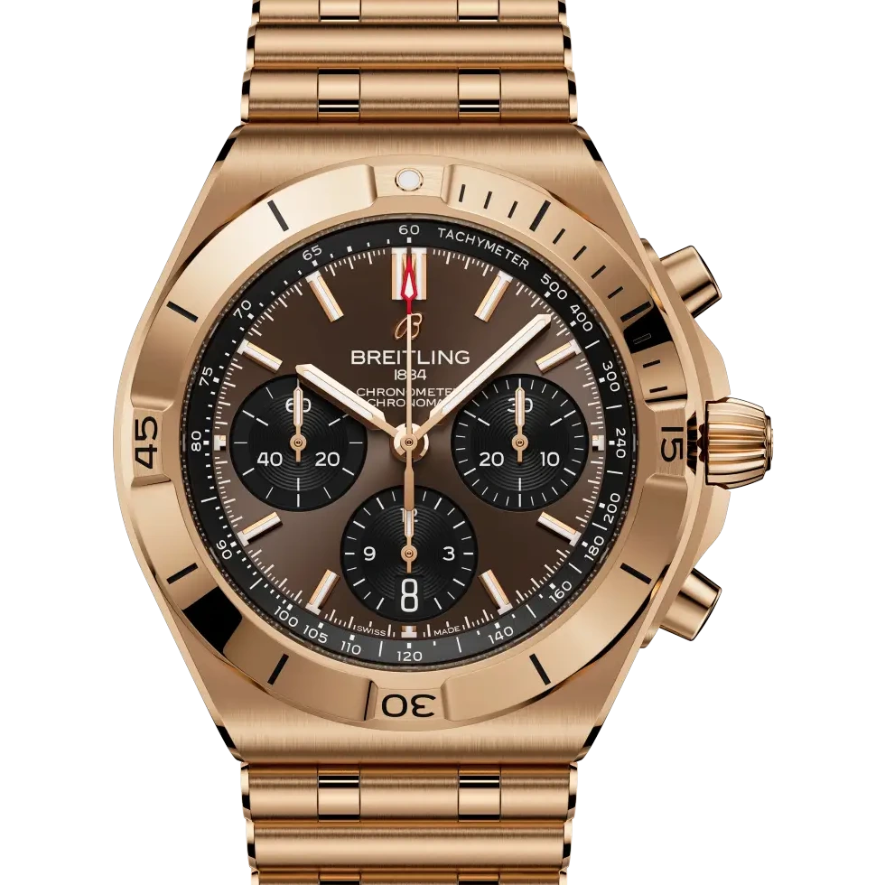 Breitling Chronomat B01 Chronograph 42, 42 mm, 18k red gold, brown dial