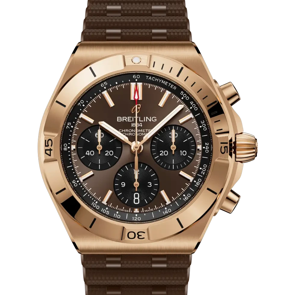 Breitling Chronomat B01 Chronograph 42, 42 mm, 18k red gold, brown dial