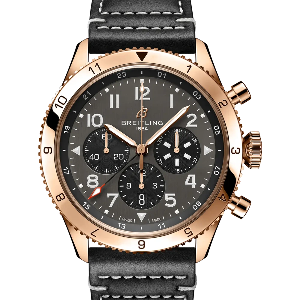 Breitling Super AVI B04 Chronograph GMT 46 P-51 Mustang, 46 mm, 18k red gold, black dial