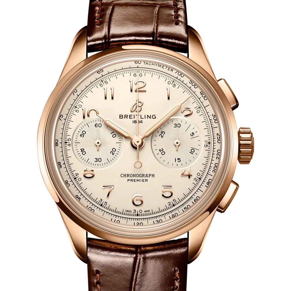 Breitling Premier B09 Chronograph 40, 40 mm, 18k red gold, cream dial