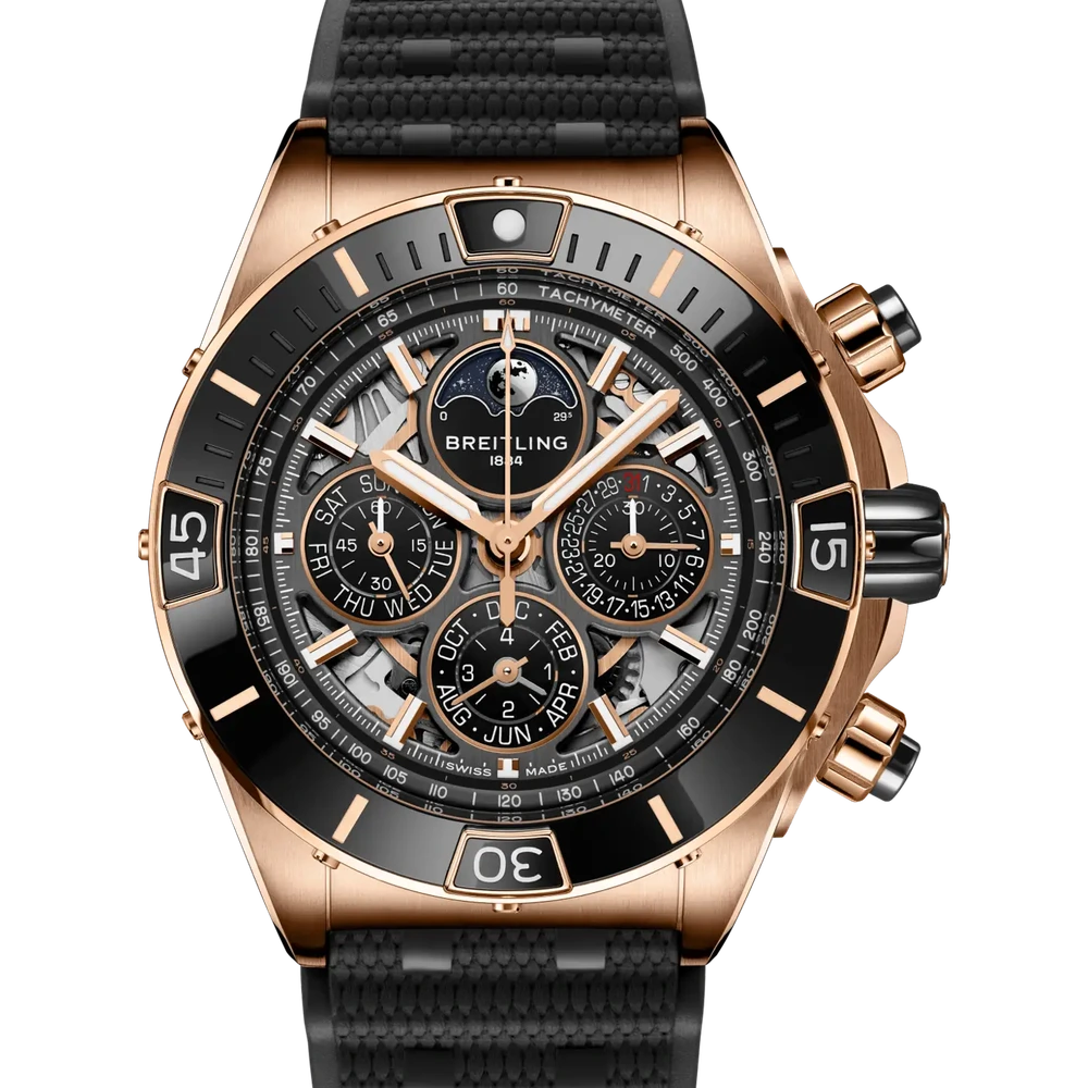 Breitling Super Chronomat B19 44 Perpetual Calendar 140th Anniversary, 44 mm, 18k red gold, transparent dial