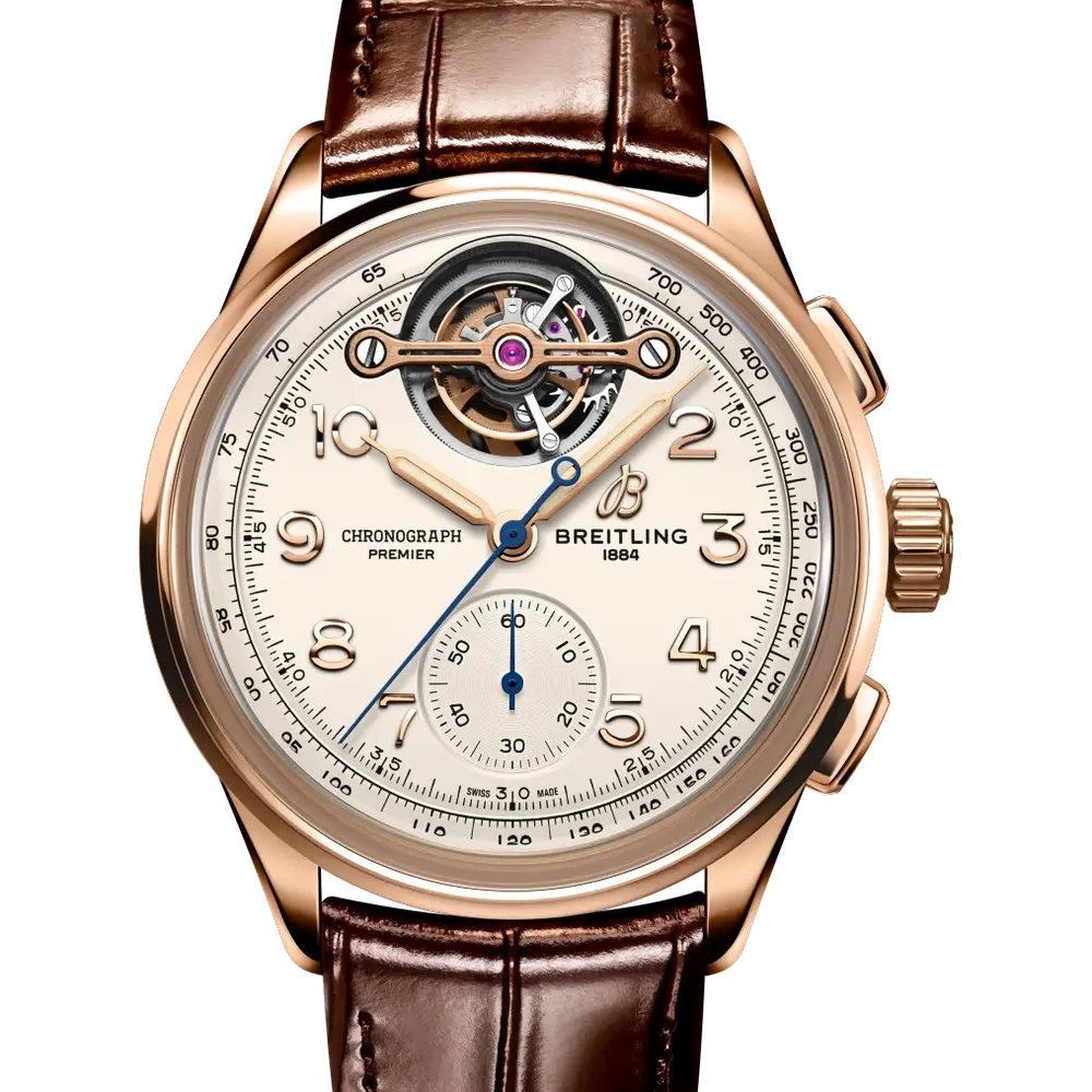 Breitling Premier B21 Chronograph Tourbillon 42 Léon Breitling, 42 mm, 18k red gold, cream dial