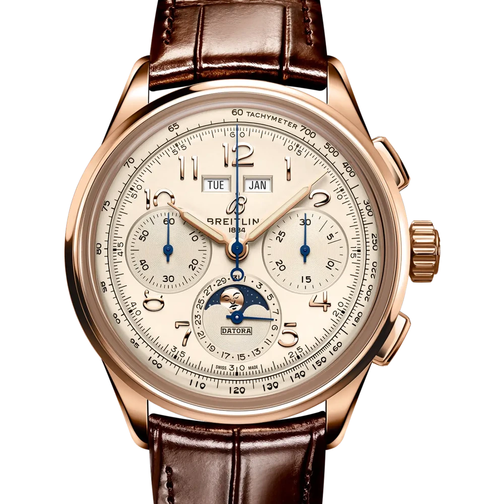 Breitling Premier B25 Datora 42, 42 mm, 18k red gold, cream dial