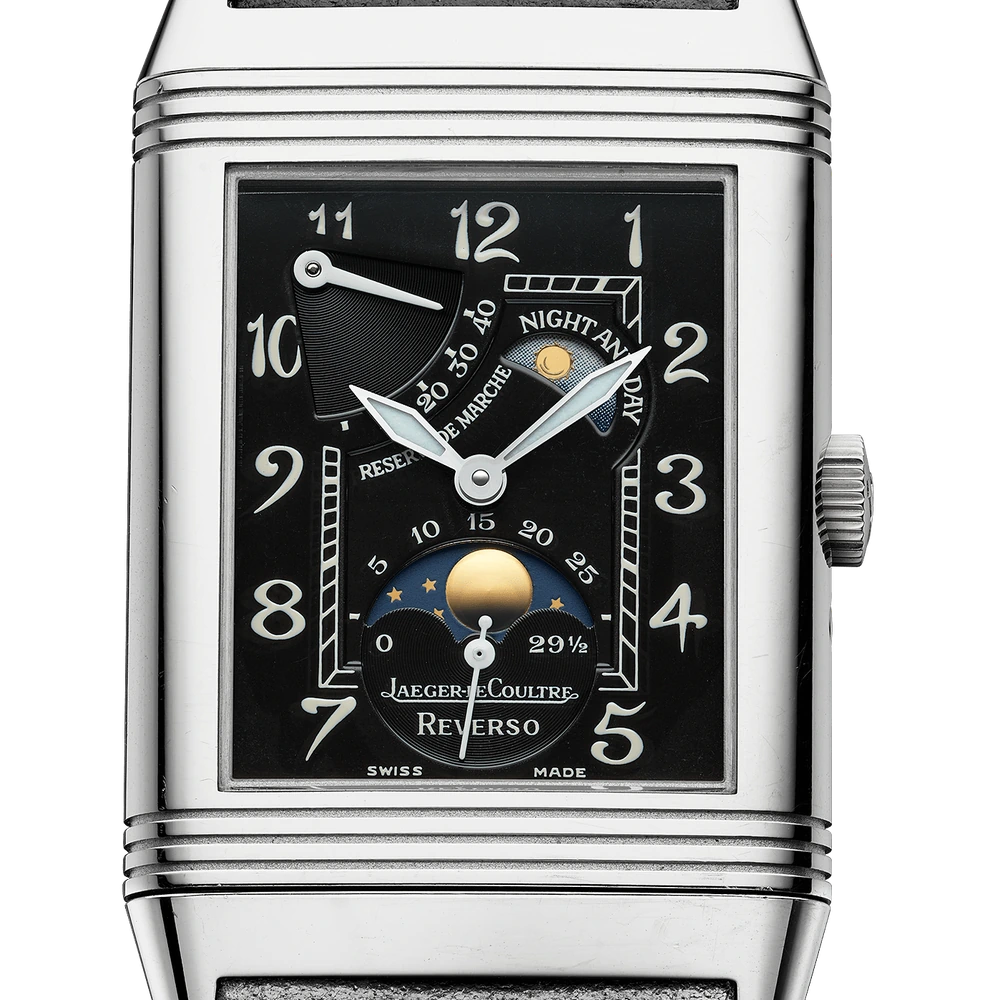 Jaeger-LeCoultre Reverso Sun Moon, White gold, Black
