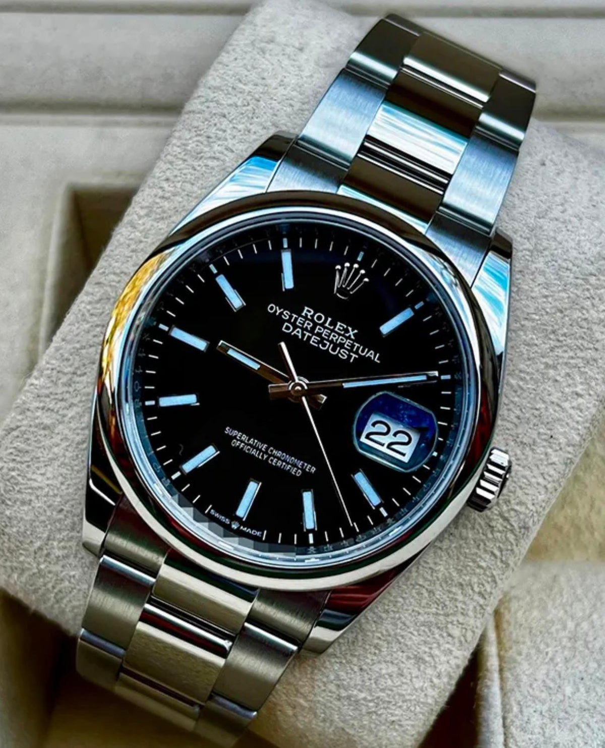 Rolex Datejust 36mm Black Dial Steel Oyster Bracelet 126200 w/ Box & Papers