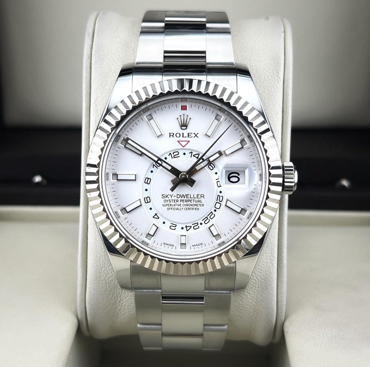 Rolex Sky-Dweller 326934 42mm Oystersteel & 18k White Gold White Dial w/ Box & Papers