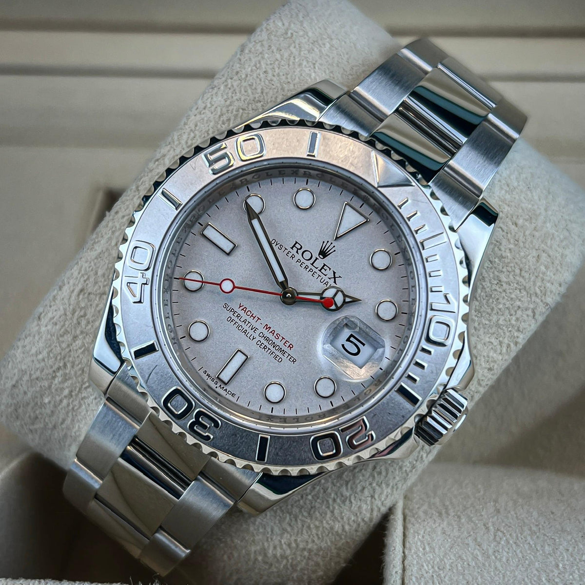 Rolex Yacht-Master 116622 Stainless Steel 40mm Silver Dial Platinum Bezel w/ Box & Papers