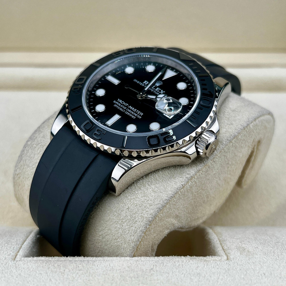 Rolex Yacht-Master 226659 18k White Gold 42mm Black Dial Oysterflex Bracelet w/ Full Set